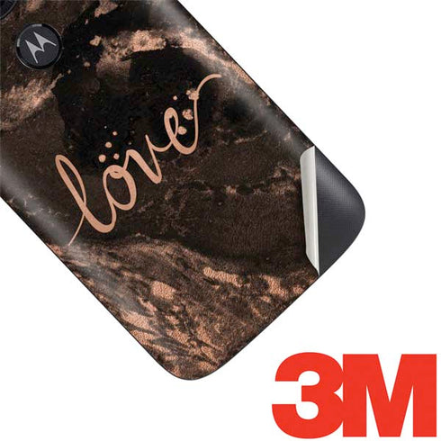 Love Rose Gold Black Moto E5 Play Skin